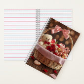 Teddy Rose Basket Romantic Valentine Love Story  Notizblock (Innen)