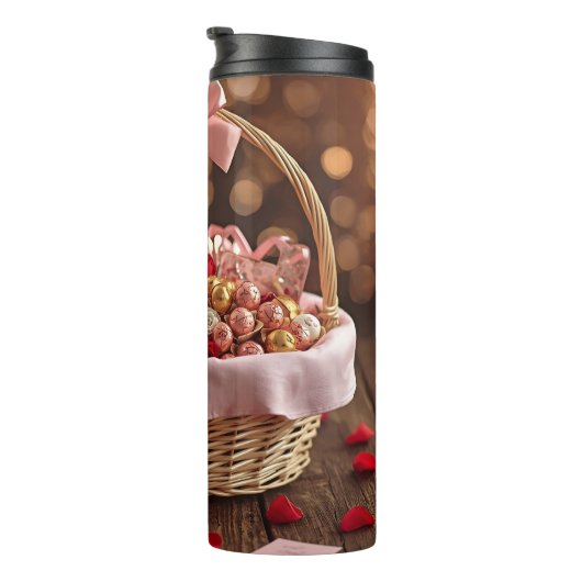 Teddy Rose Basket Romantic Valentine Stainless Thermosbecher (Nach rechts gedreht)