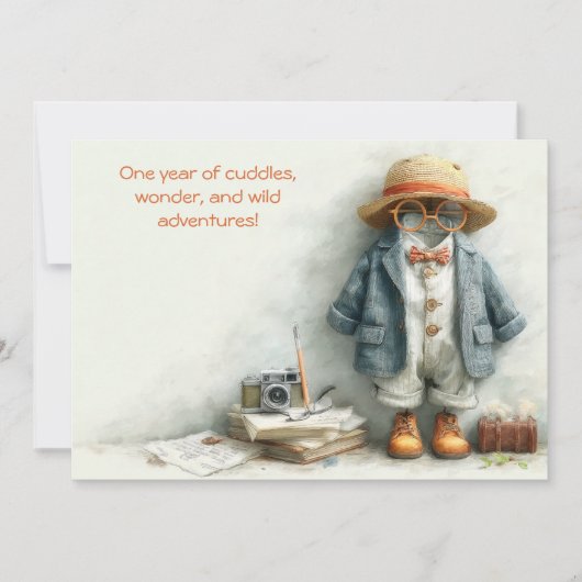 Teddy Safari Explorer - 1. Geburtstag Einladung (Vorderseite)