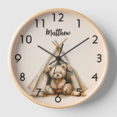Teddy-Teepe Vintag-braunes Kinderzimmer Uhr (Vorderseite)