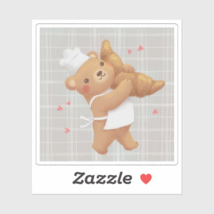 Teddy the Baker mit Croissant Aufkleber