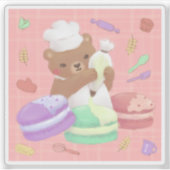 Teddy the Baker mit Macarons Aufkleber (Vorderseite)