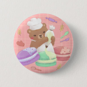Teddy the Baker mit Macarons Button