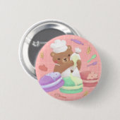 Teddy the Baker mit Macarons Button (Vorne & Hinten)