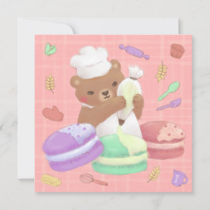 Teddy the Baker mit Macarons Einladung