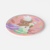 Teddy the Baker mit Macarons Pappteller (Schrägansicht)