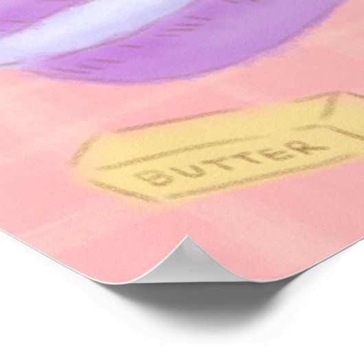 Teddy the Baker mit Macarons Poster (Ecke)