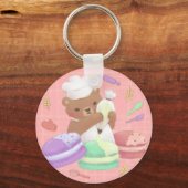 Teddy the Baker mit Macarons Schlüsselanhänger (Rückseite)