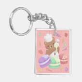 Teddy the Baker mit Macarons Schlüsselanhänger (Vorderseite links)