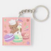 Teddy the Baker mit Macarons Schlüsselanhänger (Rückseite)