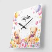 Teddy Time niedlich Kinderzimmer Quadratische Wanduhr (Winkel)