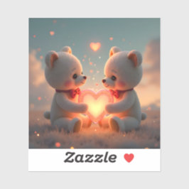 Teddy Time Together - Square Vinyl Aufkleber