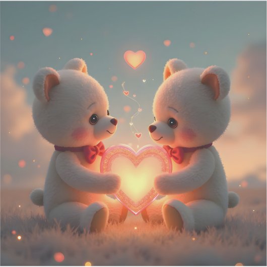 Teddy Time Together - Square Vinyl Aufkleber (Vorderseite)