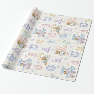 Teddy Tots Pastel Alphabet Geschenkpapier
