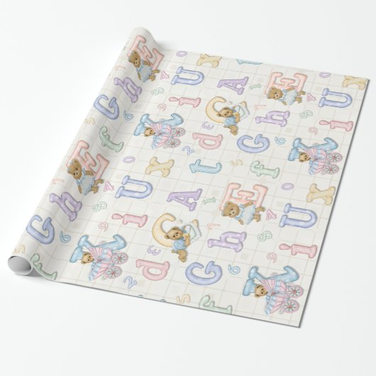 Teddy Tots Pastel Alphabet Geschenkpapier (Ungerollt)