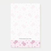 Teddy trägt Hintergrund Rosa Post-it Klebezettel (Vorderseite)