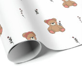 Teddy und Rose Delikates Baby Wrapping Paper Geschenkpapier (Rolleneckpunkt)
