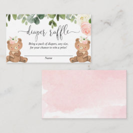 Teddy von Zwillingsmädchen trägt eine Rosa-Blütenp Begleitkarte