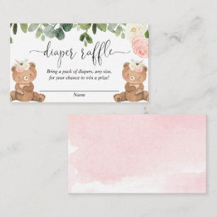 Teddy von Zwillingsmädchen trägt eine Rosa-Blütenp Begleitkarte