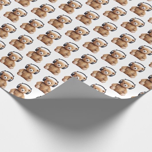 Teddy Wear Kopfhörer Geschenkpapier (Ecke)