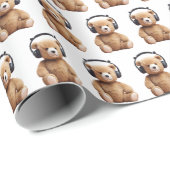 Teddy Wear Kopfhörer Geschenkpapier (Rolleneckpunkt)