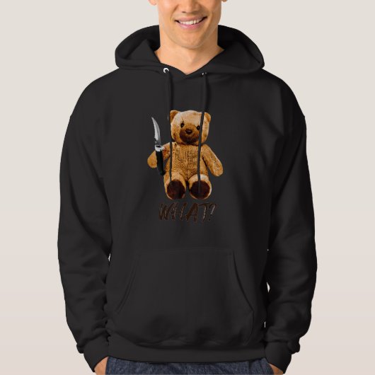 Teddy With Knife What Murderous Teddy Bear Horror Hoodie (Vorderseite)