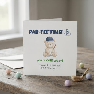 Teddybär 1. Geburtstags-Golfkarte für Jungen Sohn Karte