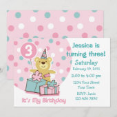 Teddybär-3. Geburtstags-Einladung Einladung (Vorne/Hinten)