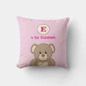 Teddybär Anfangsbuchstabe Name Kinder rosa Kissen (Vorderseite)