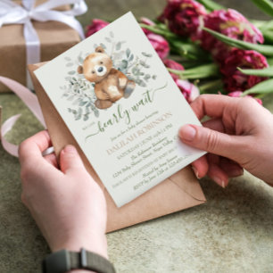 Teddybär-Aquarell geschlechtsneutrale Babyparty Einladung