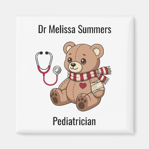 Teddybär-Arzt Kinderarzt Benutzerdefinierter Text Magnet