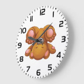 Teddybär auf dem Kopf Große Wanduhr (Winkel)