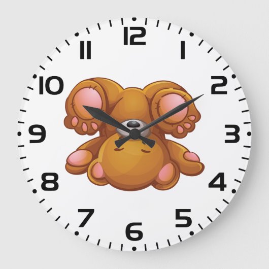 Teddybär auf dem Kopf Große Wanduhr (Vorderseite)