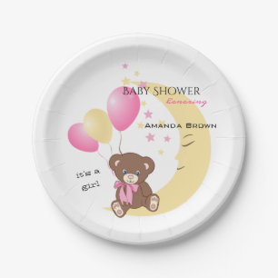 Teddybär auf dem Mond  Kinderdusche Pappteller