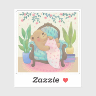 Teddybär auf Vintage-Sessel-Illustration Aufkleber