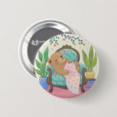 Teddybär auf Vintage-Sessel-Illustration Button (Vorne & Hinten)