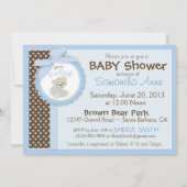 Teddybär-Baby-Babyparty-Blau Einladung (Rückseite)