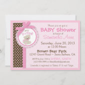 Teddybär-Baby-Babyparty-Rosa Einladung (Rückseite)