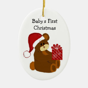 Teddybär Baby erstes Weihnachten Keramikornament