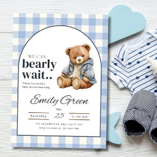 Teddybär-Baby-Party-Einladung, Baby-Party Blaues B Einladung
