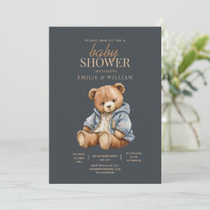 Teddybär-Baby-Party-Einladung kann es kaum erwarte Einladung