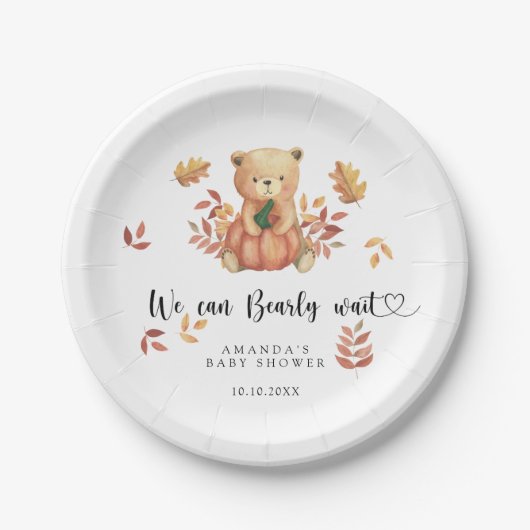 Teddybär-Baby-Party im Herbst Pappteller (Vorderseite)