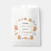 Teddybär-Baby-Party Junge | Süßer blauer Bär Geschenktütchen (Vorderseite)