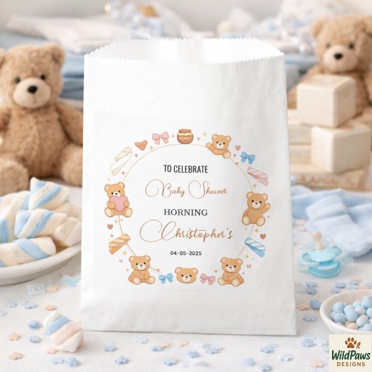 Teddybär-Baby-Party Junge | Süßer blauer Bär Geschenktütchen