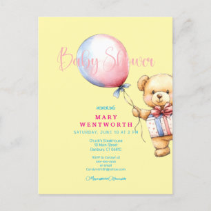 Teddybär-Baby-Shower-Einladung stilvoll chic Postkarte