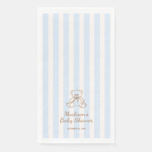 Teddybär Baby Shower mit blauen Streifen Serviette