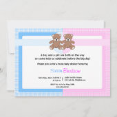 Teddybär-Babyparty - Doppeljunge und Mädchen Einladung (Vorderseite)