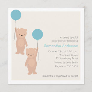 Teddybär-Babyparty-Einladung - Doppeljungen Einladung