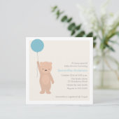 Teddybär-Babyparty-Einladung - Junge Einladung (Stehend Vorderseite)