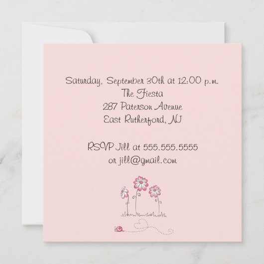 Teddybär-Babyparty-Einladung - Rosa Einladung (Rückseite)